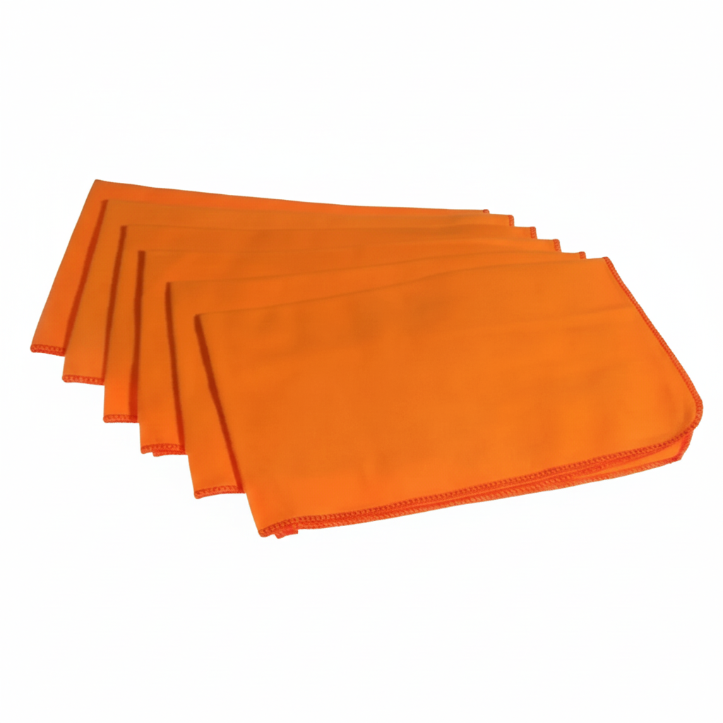 Flanela laranja para limpeza, polimento de móveis e uso geral